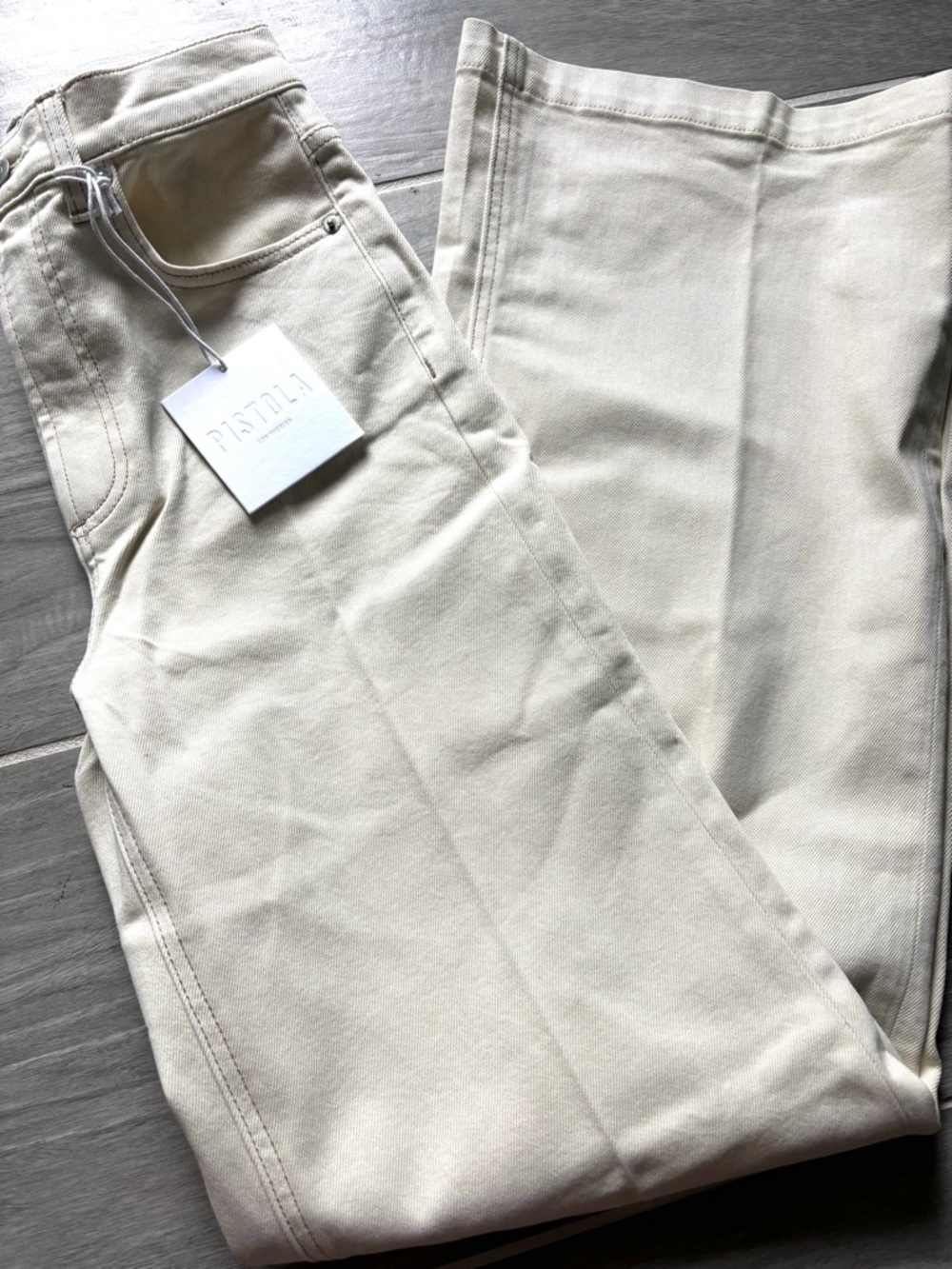 NWT Pistola  Cream Wide-Leg High-Rise Jeans - Picture 4 of 6